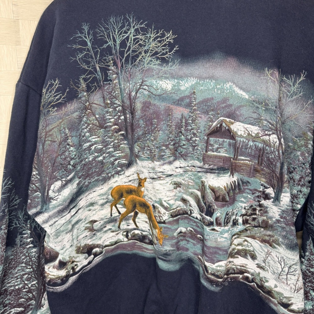Vintage Art Unlimited Winter Horse Sceec All Over Print Mock Neck Sweatshirt XL - Picture 4 of 6